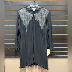Vintage Roaman’s Black Pleated Jacket with Silver Glitter Sequin Detail